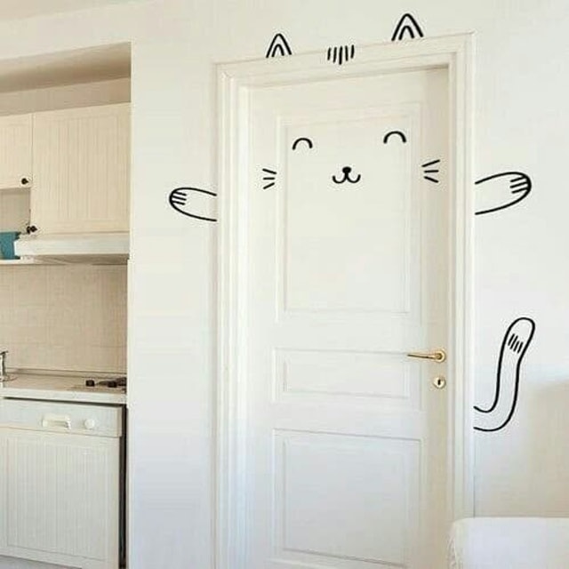 Hiasan Pintu Stiker Siluet Kucing 1